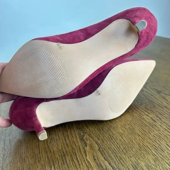 SOLE SOCIETY Red Burgundy Suede Bow Pumps Woman’s‎ 9 B - Picture 10 of 12